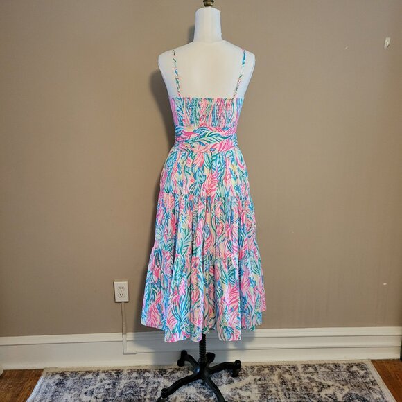 Lilly Pulitzer Edith Cotton Midi Dress in Sea Turtle Soiree NWT Size 6 - Picture 3 of 9